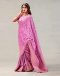 Orchid Banarasi Silk Saree with Floral Vine Jaal Weaves