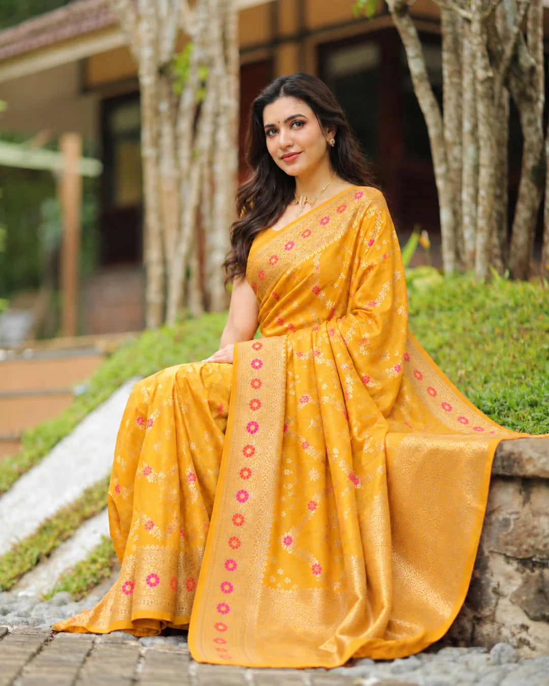 Silk Certified - 100% Pure Banarasi Silk Mustard Saree