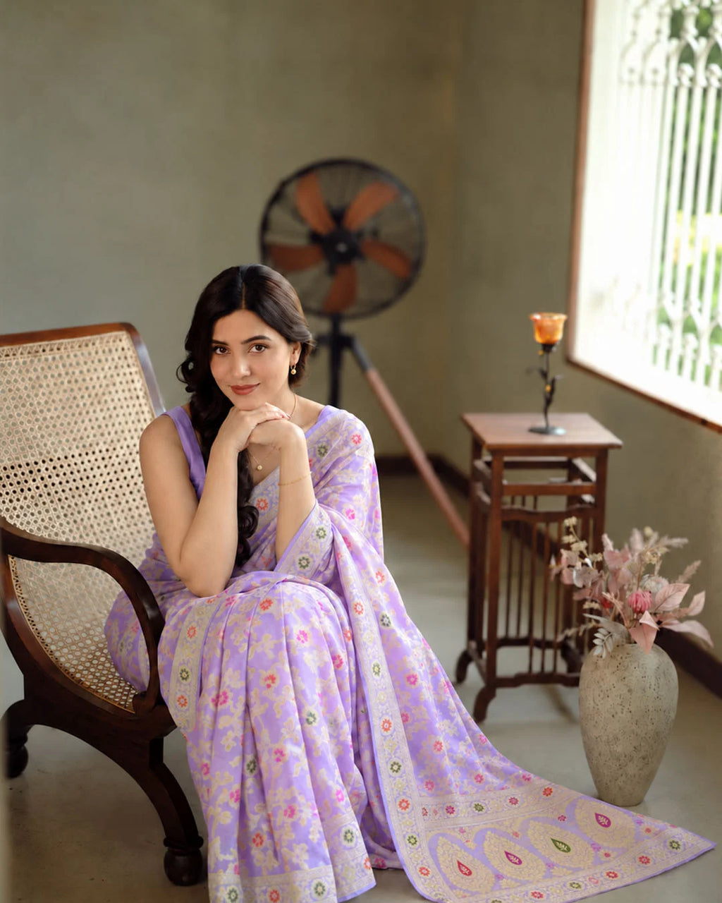 Silk Certified - 100% Pure Chiffon Light Lilac Saree
