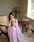 Silk Certified - 100% Pure Chiffon Light Lilac Saree
