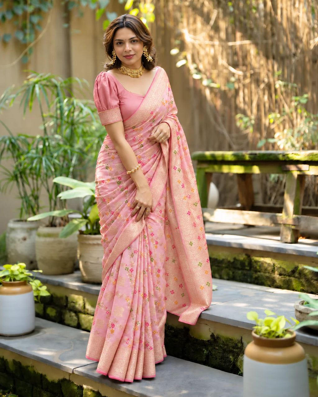 Silk Certified - 100% Pure Banarasi Silk Pastel Pink Saree