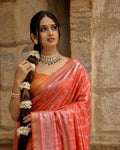Silk Certified - 100% Pure Banarasi Silk Sunset Orange Saree