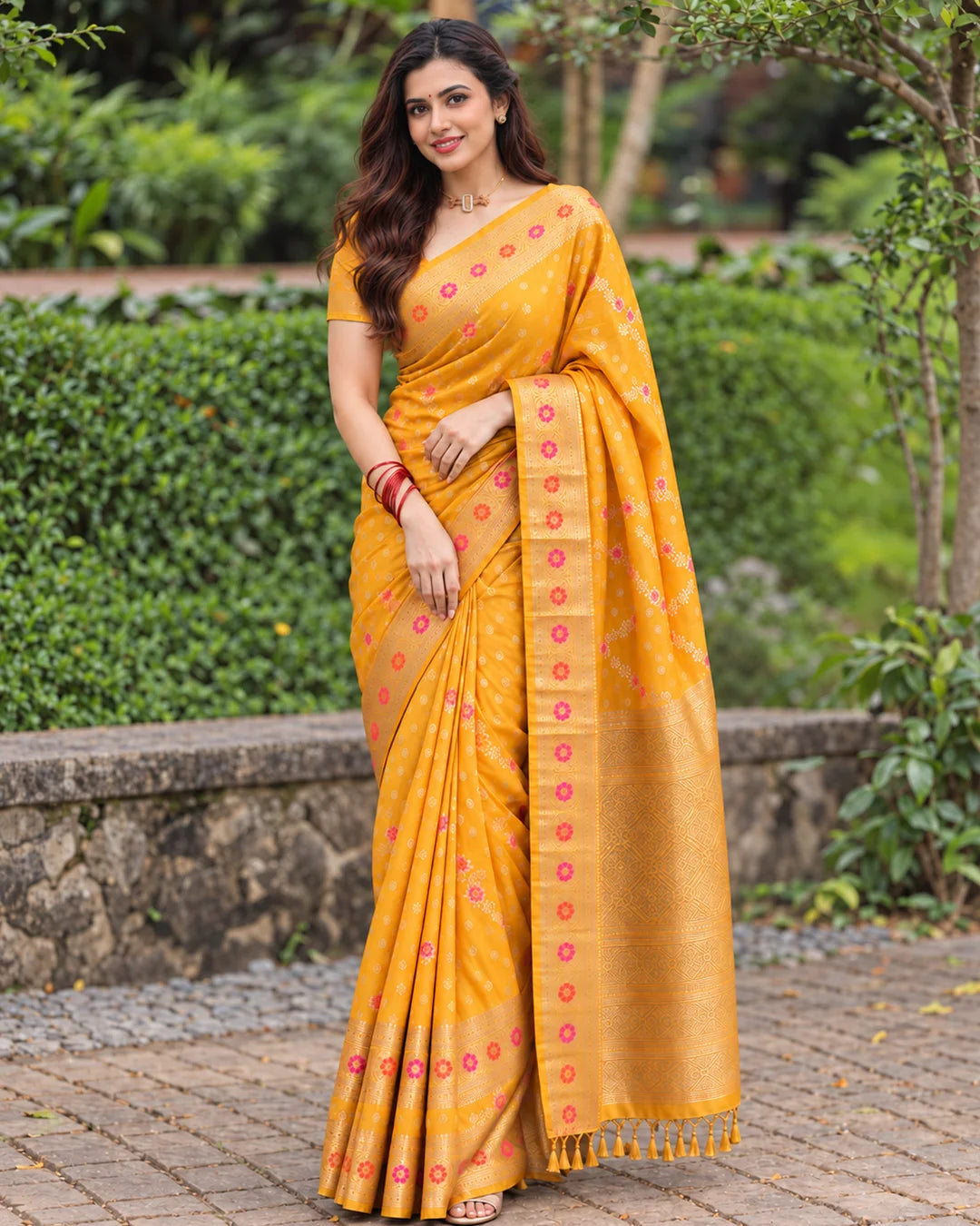Silk Certified - 100% Pure Banarasi Silk Mustard Saree