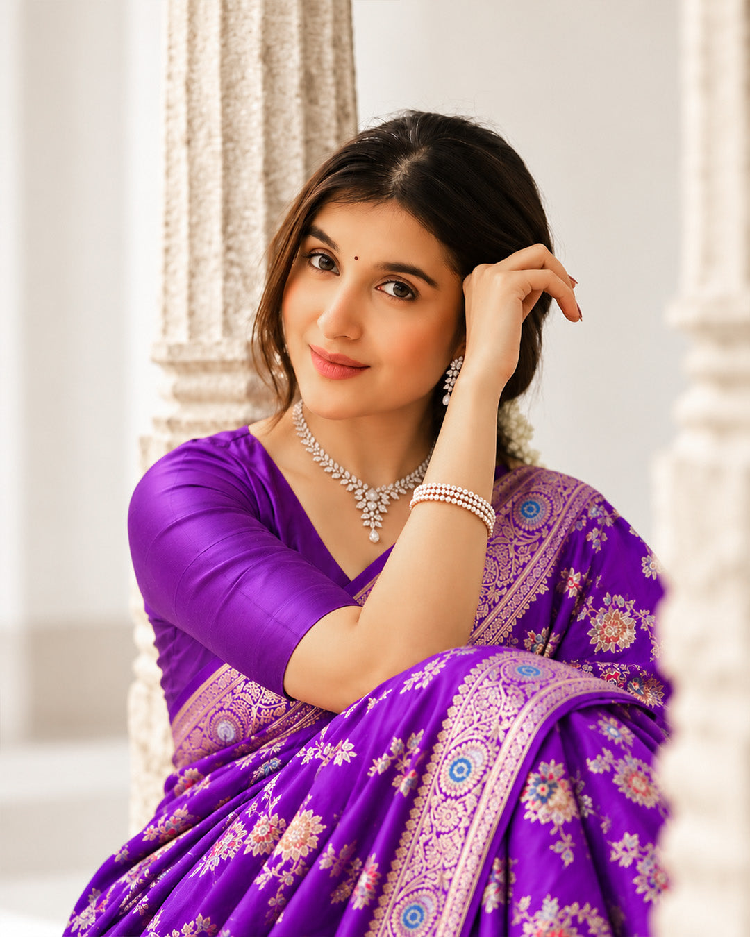 Silk Certified - 100% Pure Banarasi Silk Royal Purple Saree