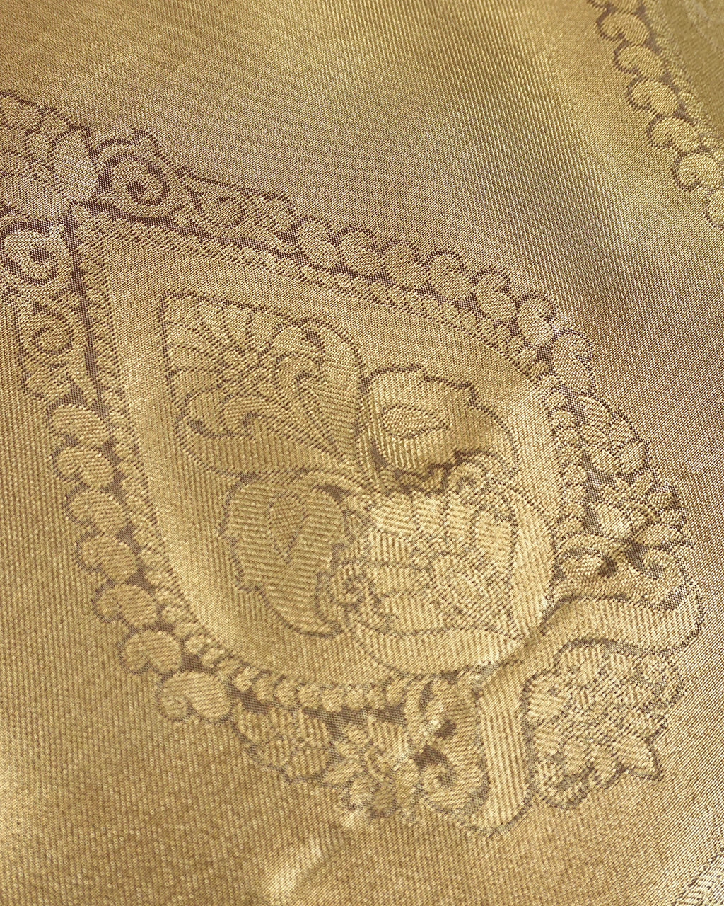 Champagne Beige Kanjivaram Silk Saree with Maroon Border and Floral Weaving