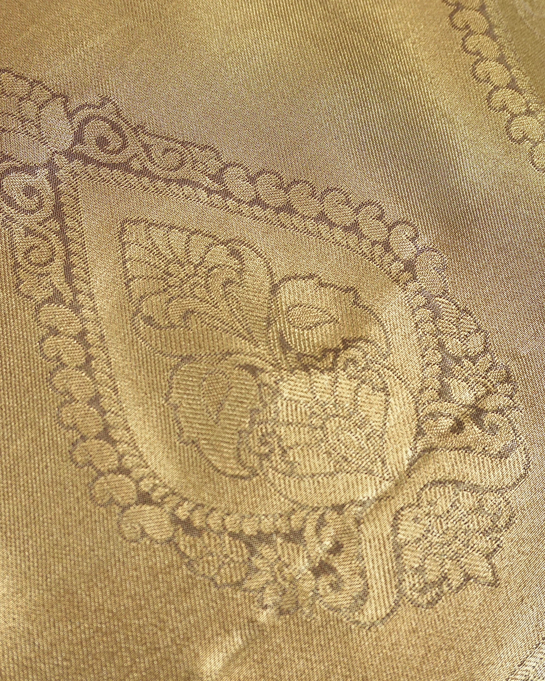 Champagne Beige Kanjivaram Silk Saree with Maroon Border and Floral Weaving