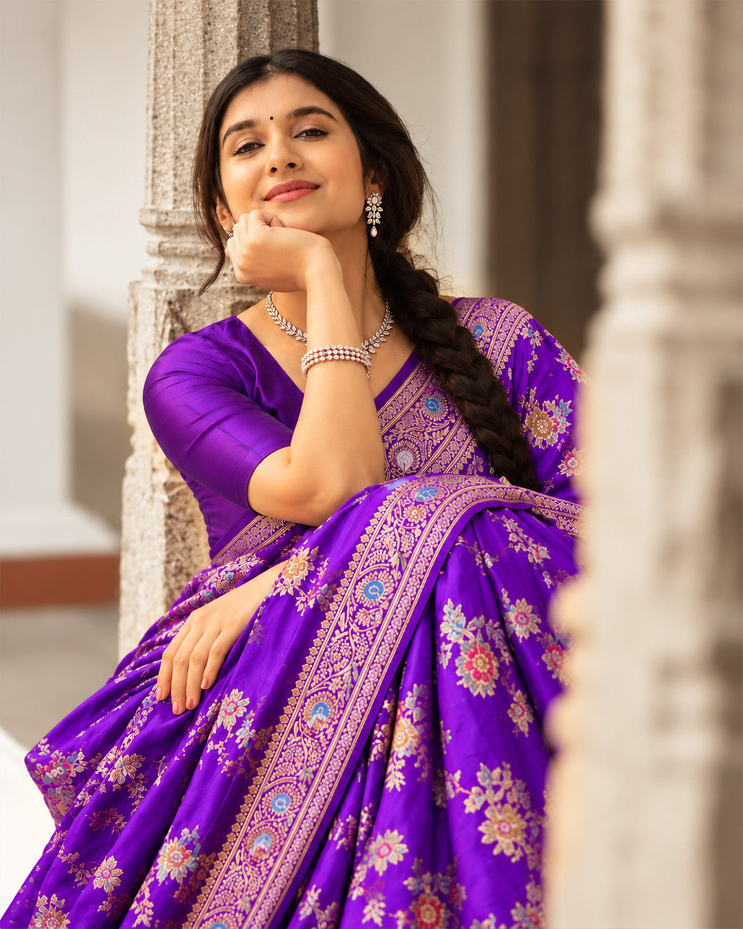 Silk Certified - 100% Pure Banarasi Silk Royal Purple Saree