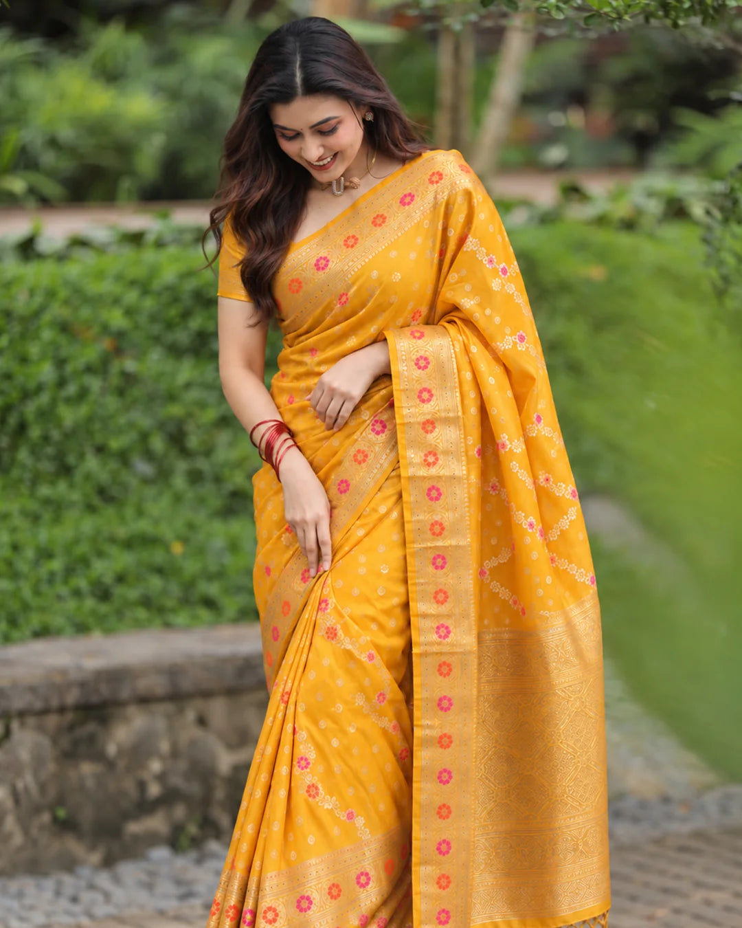 Silk Certified - 100% Pure Banarasi Silk Mustard Saree