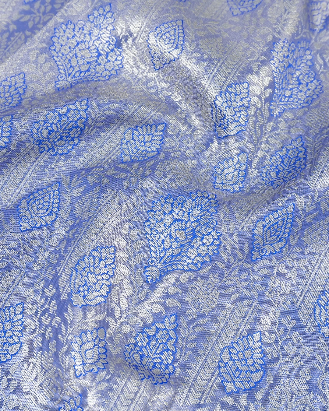 Blue Kanjivaram Silk Saree with Artistic Paisley Zari Border