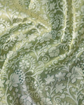 Green Kanjivaram Silk Saree with Floral Jaal and Rich Border with Paisley Weaving
