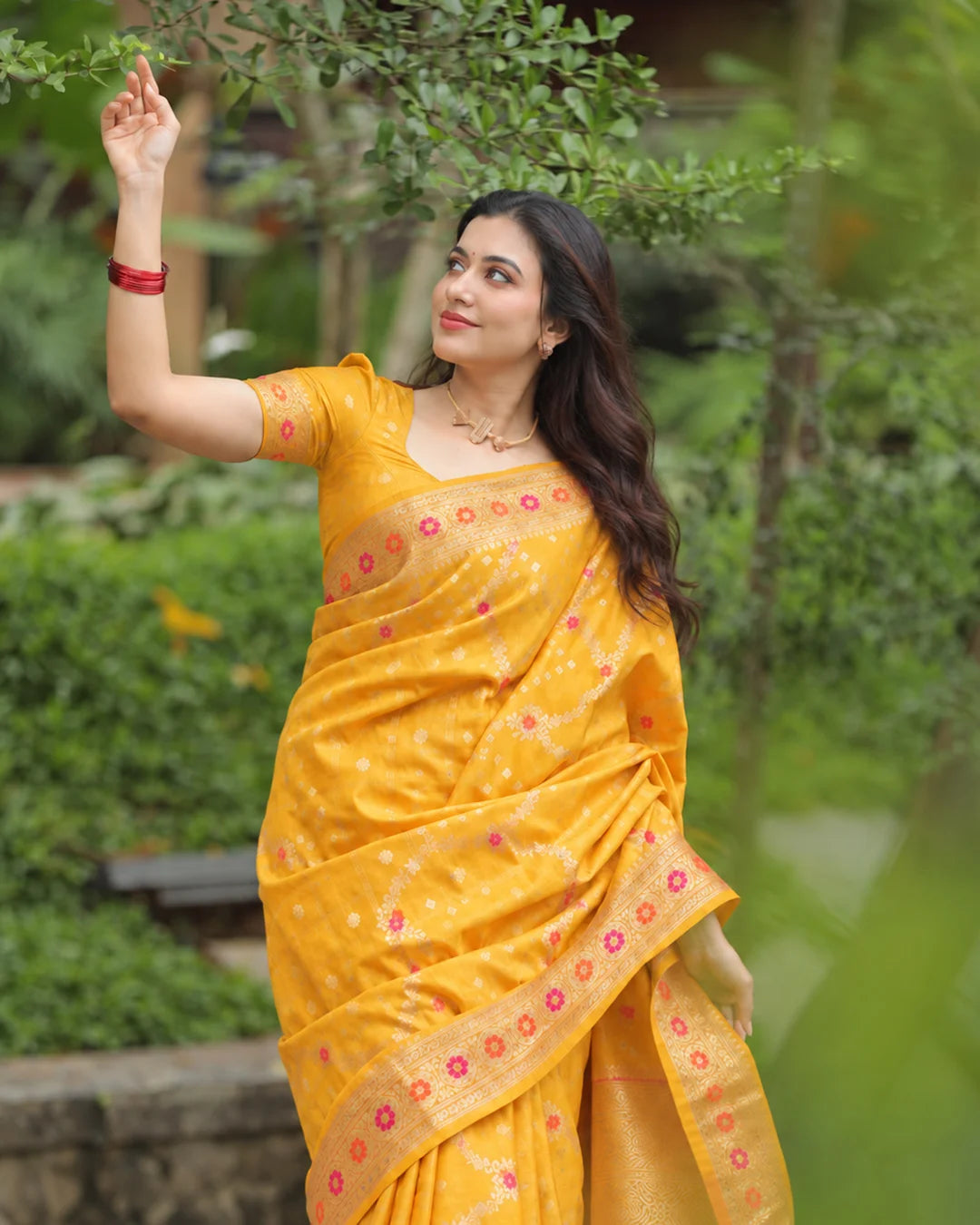 Silk Certified - 100% Pure Banarasi Silk Mustard Saree
