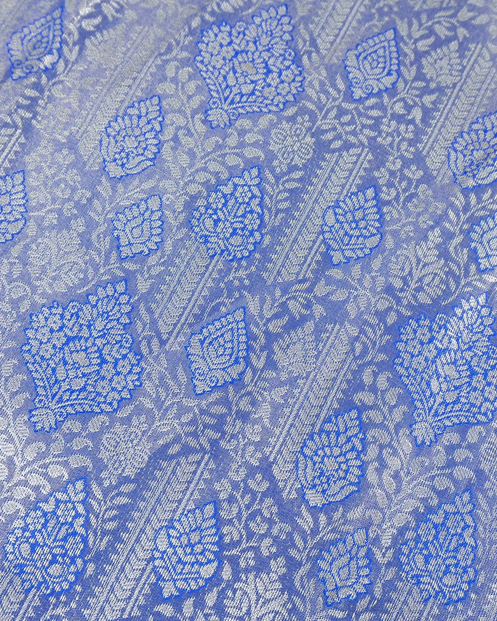 Blue Kanjivaram Silk Saree with Artistic Paisley Zari Border