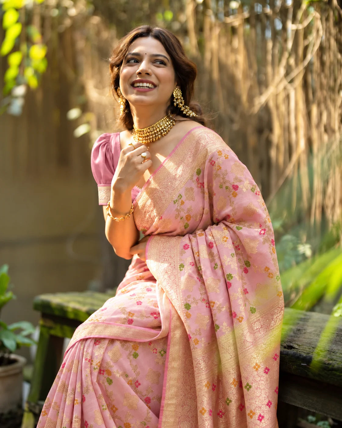 Silk Certified - 100% Pure Banarasi Silk Pastel Pink Saree