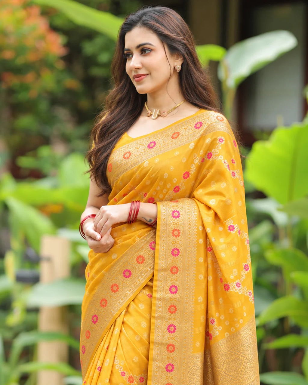Silk Certified - 100% Pure Banarasi Silk Mustard Saree