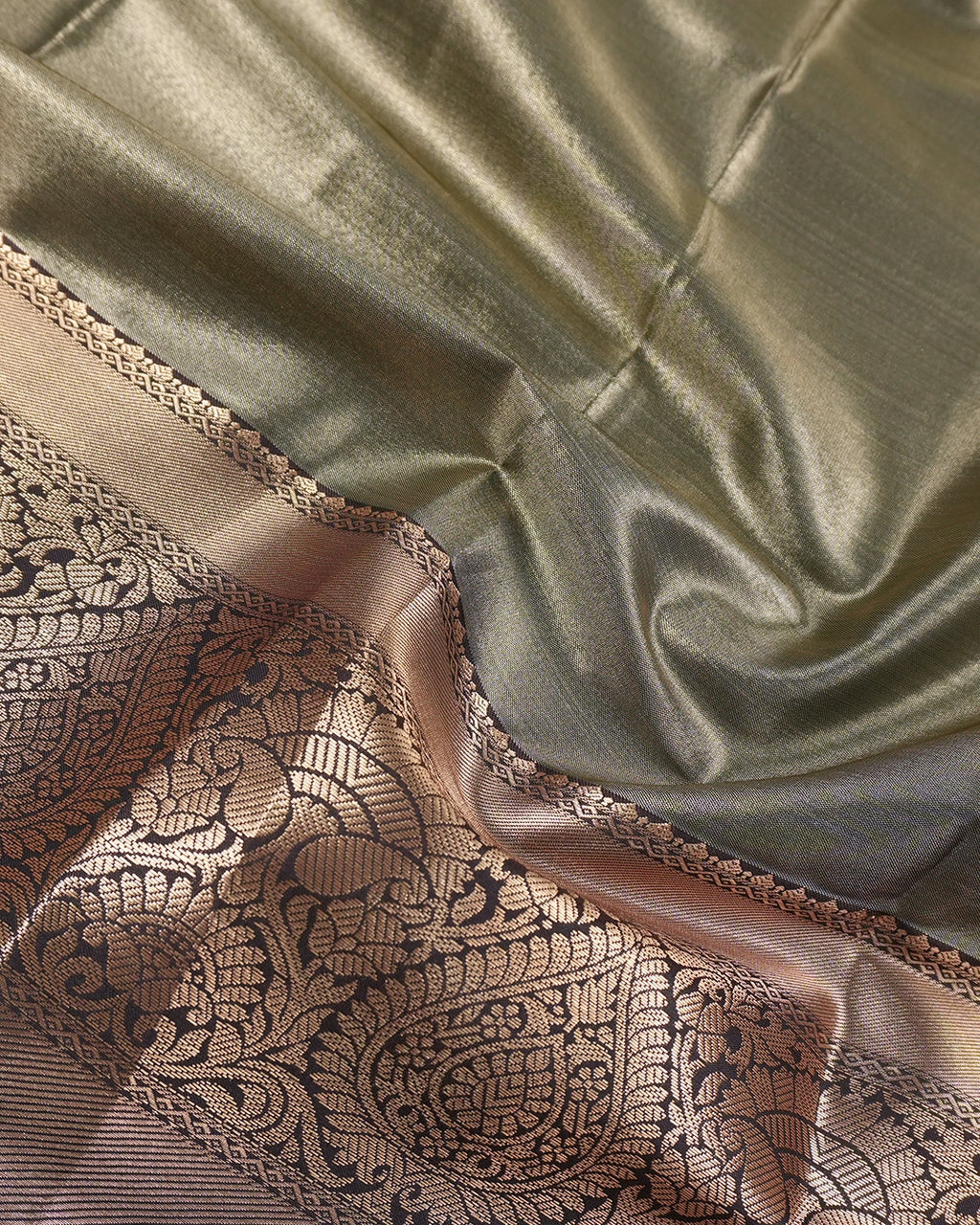 Silver Grey Kanjivaram Silk Saree with Subtle Checks and Zari Weaves