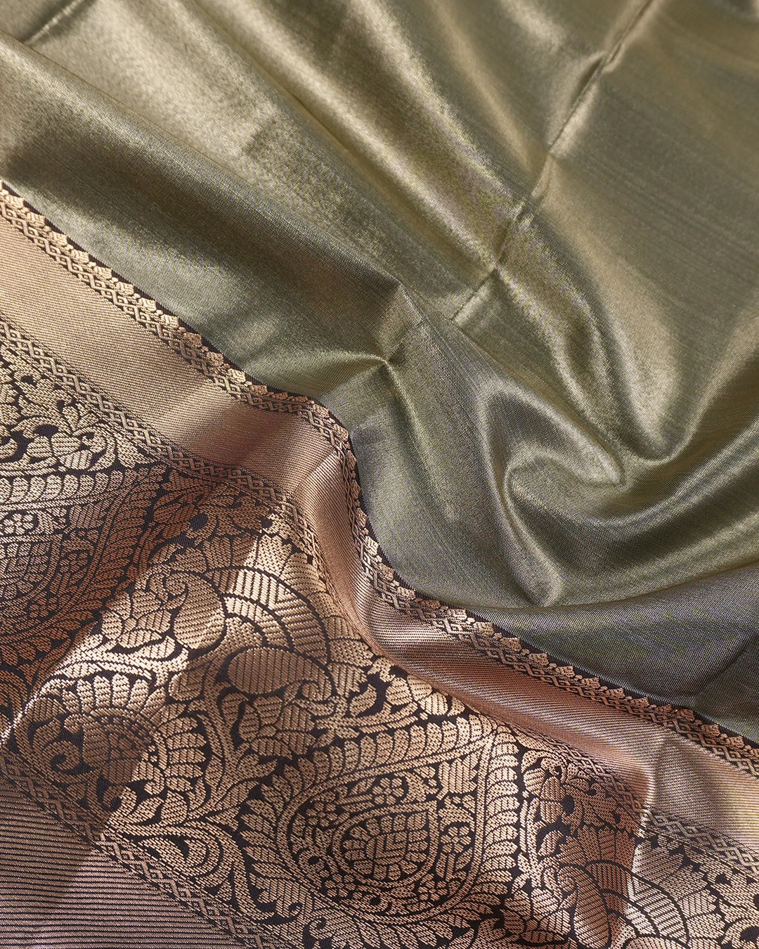 Silver Grey Kanjivaram Silk Saree with Subtle Checks and Zari Weaves