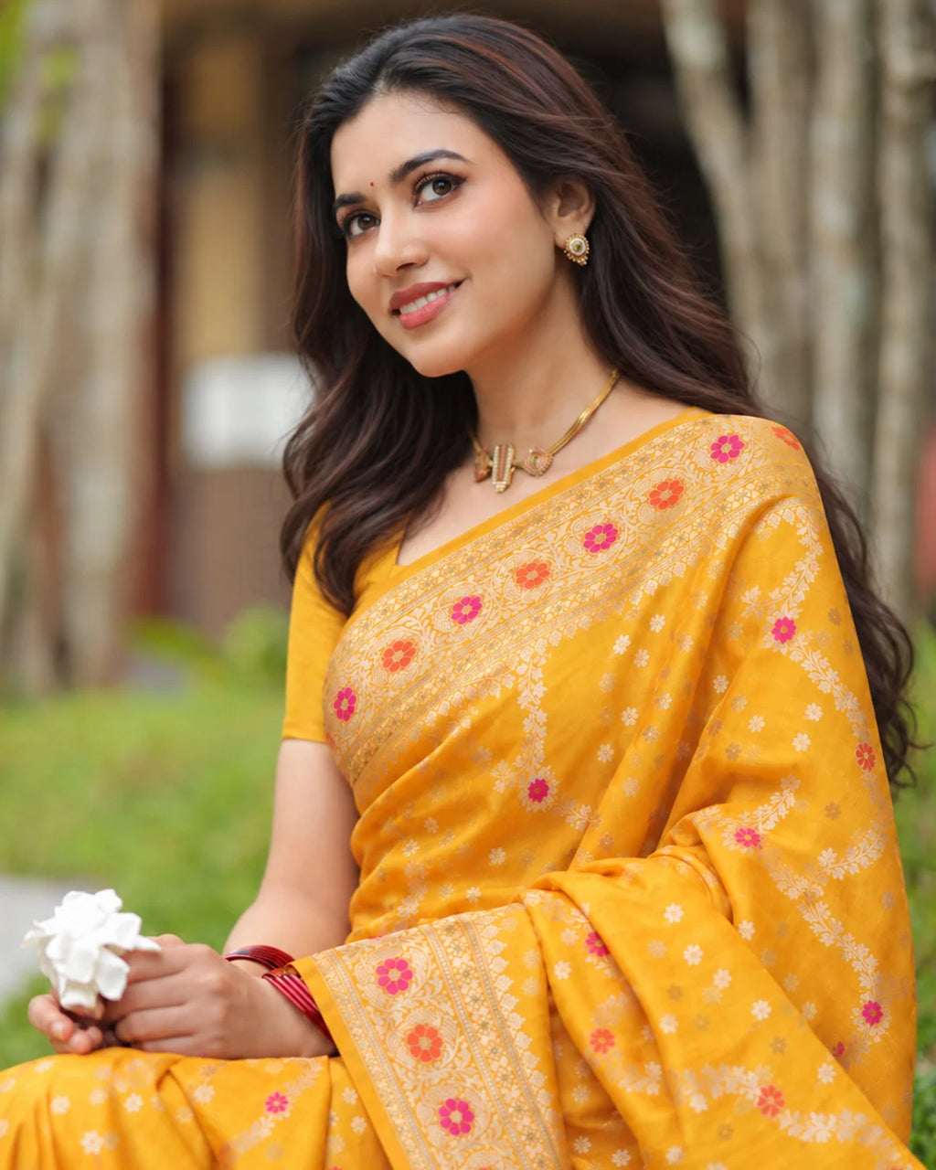 Silk Certified - 100% Pure Banarasi Silk Mustard Saree