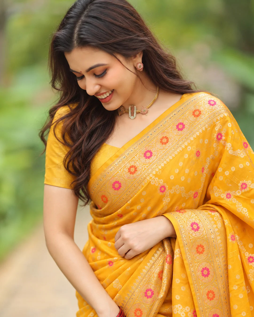 Silk Certified - 100% Pure Banarasi Silk Mustard Saree