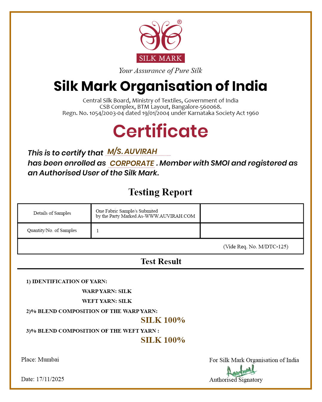 Silk Certified - 100% Pure Banarasi Silk Periwinkle Lavender Saree
