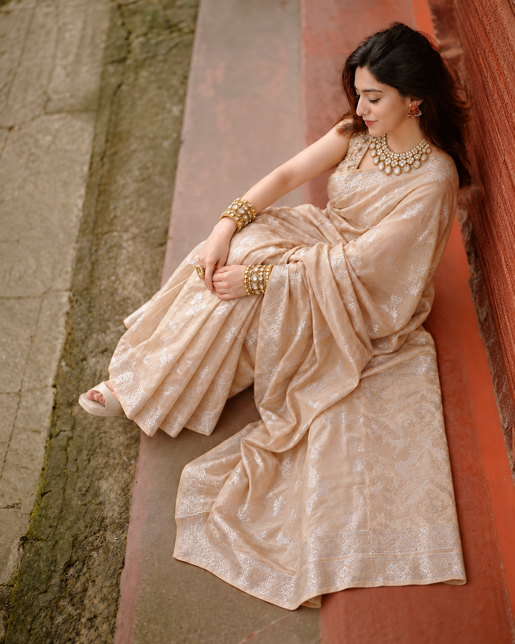 Silk Certified - 100% Pure Banarasi Silk Sand Beige Saree