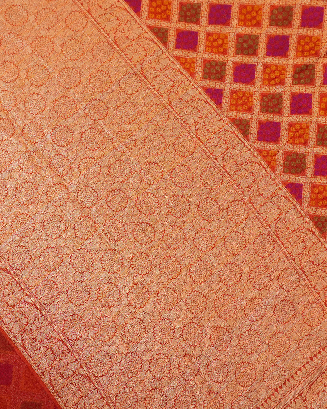 Multihued Pure Chiffon Saree with Meena Weaves and Floral Border