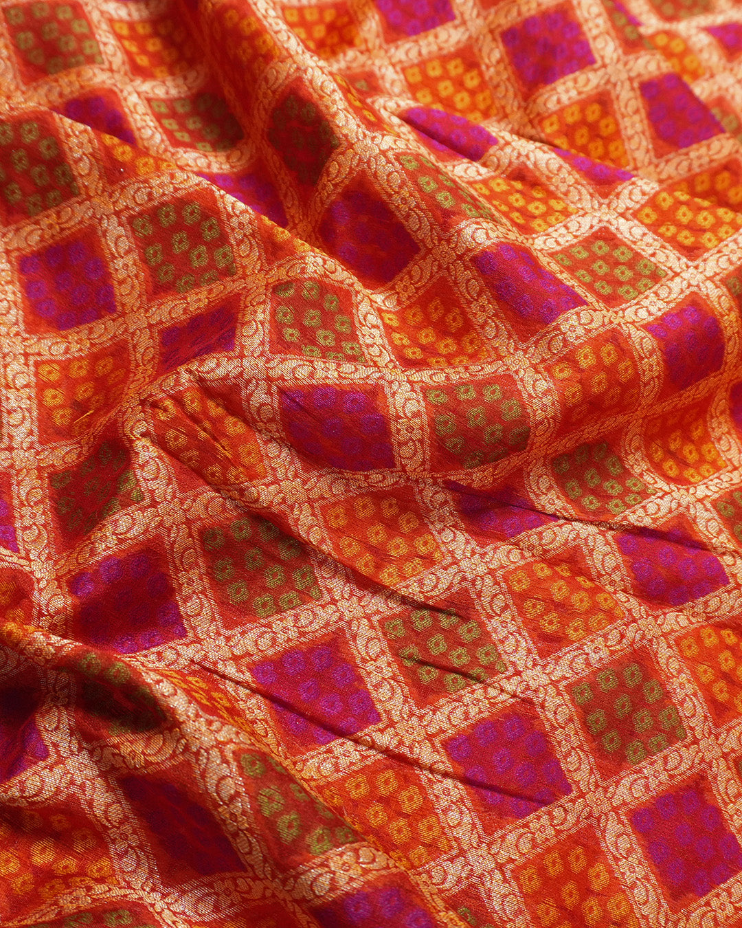 Multihued Pure Chiffon Saree with Meena Weaves and Floral Border