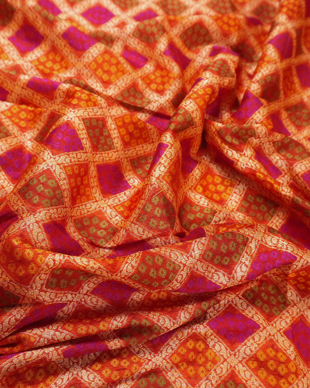 Multihued Pure Chiffon Saree with Meena Weaves and Floral Border