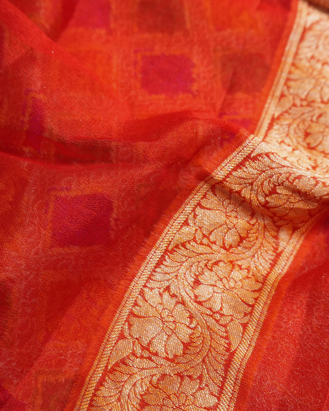 Multihued Pure Chiffon Saree with Meena Weaves and Floral Border