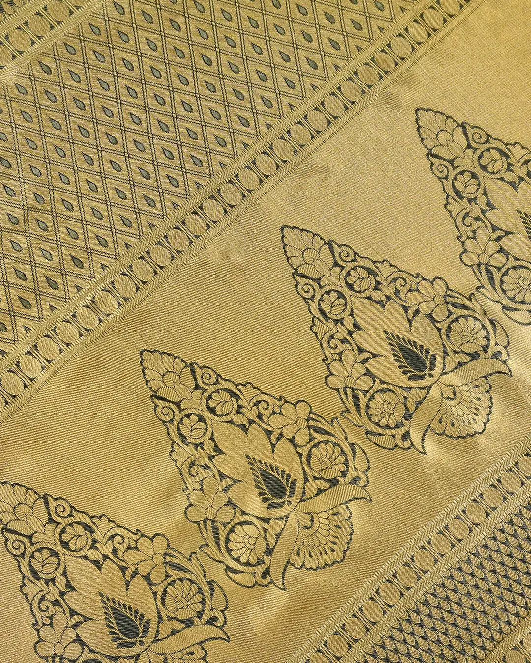 Pastel Green Kanjivaram Silk Saree with Subtle Checks and Heavy Zari Work