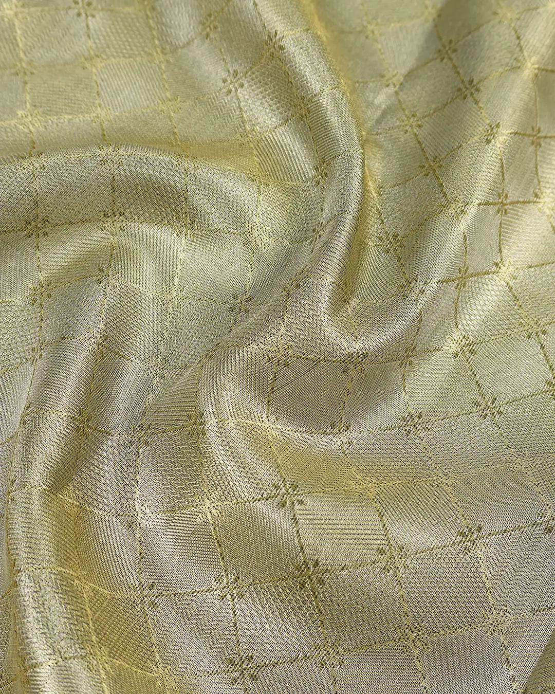 Pastel Green Kanjivaram Silk Saree with Subtle Checks and Heavy Zari Work