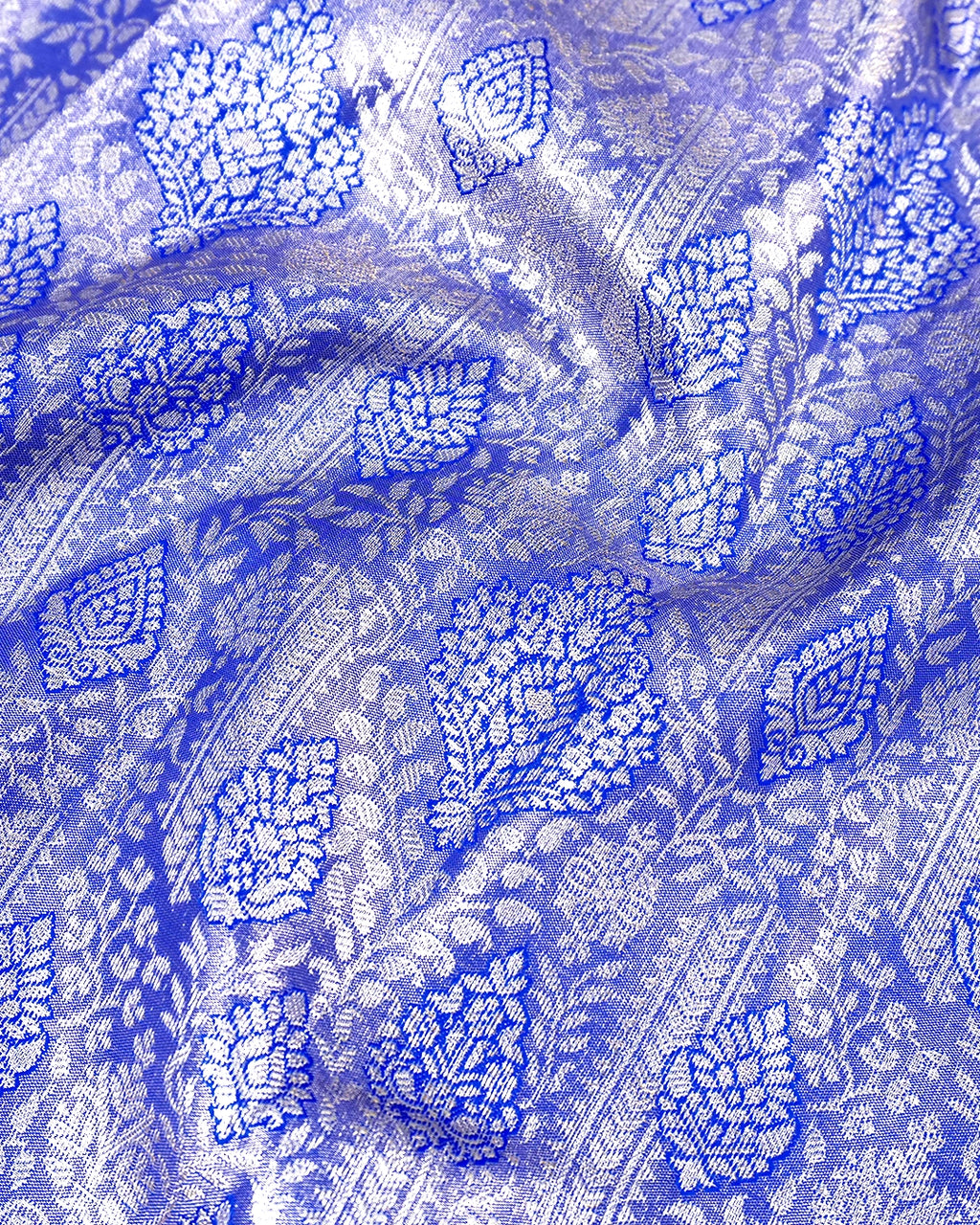 Blue Kanjivaram Silk Saree with Artistic Paisley Zari Border
