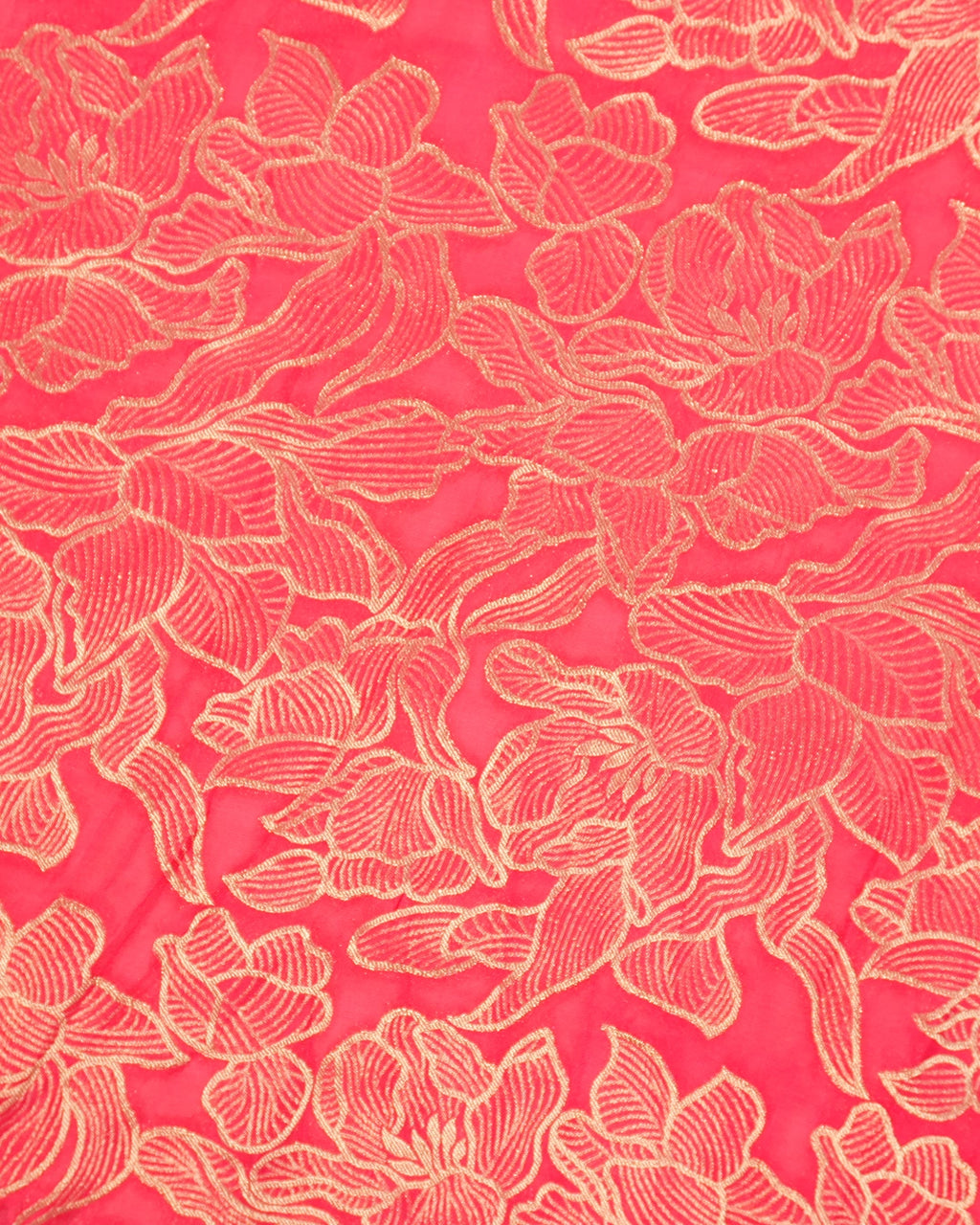 Coral Pink Banarasi Silk Saree with Heavy All-Over Floral Zari Weaves