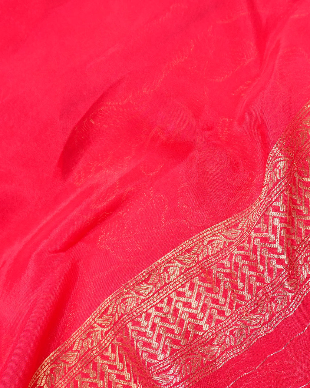 Coral Pink Banarasi Silk Saree with Heavy All-Over Floral Zari Weaves