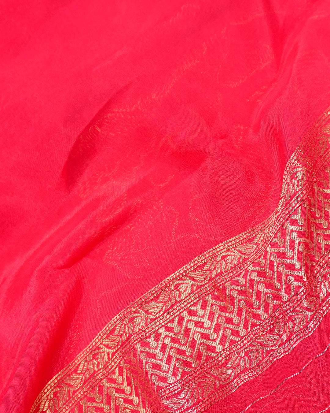 Coral Pink Banarasi Silk Saree with Heavy All-Over Floral Zari Weaves
