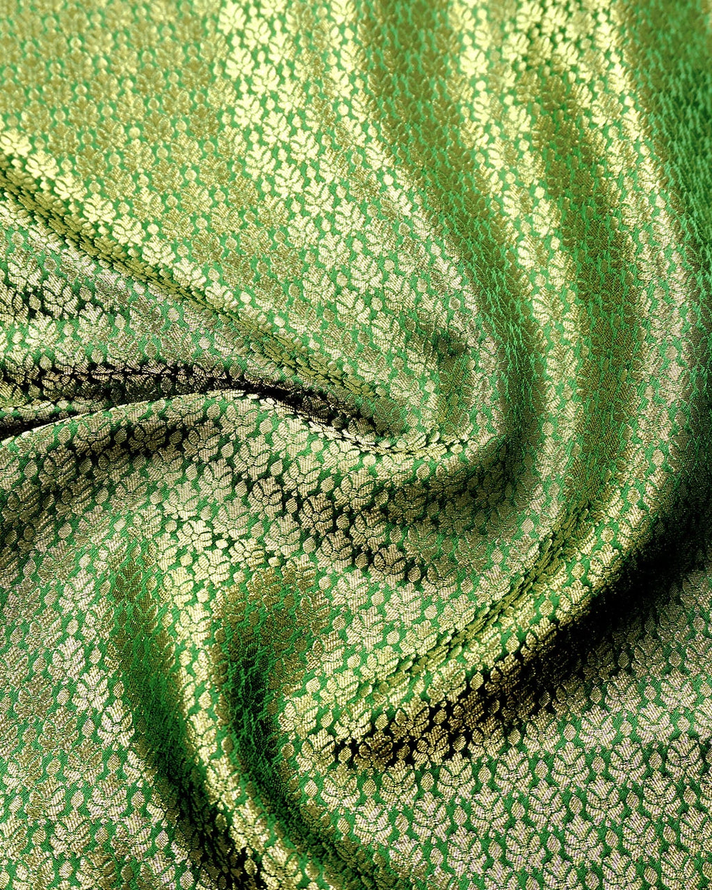Green Banarasi Silk Sarees with Floral Jaal Weaving