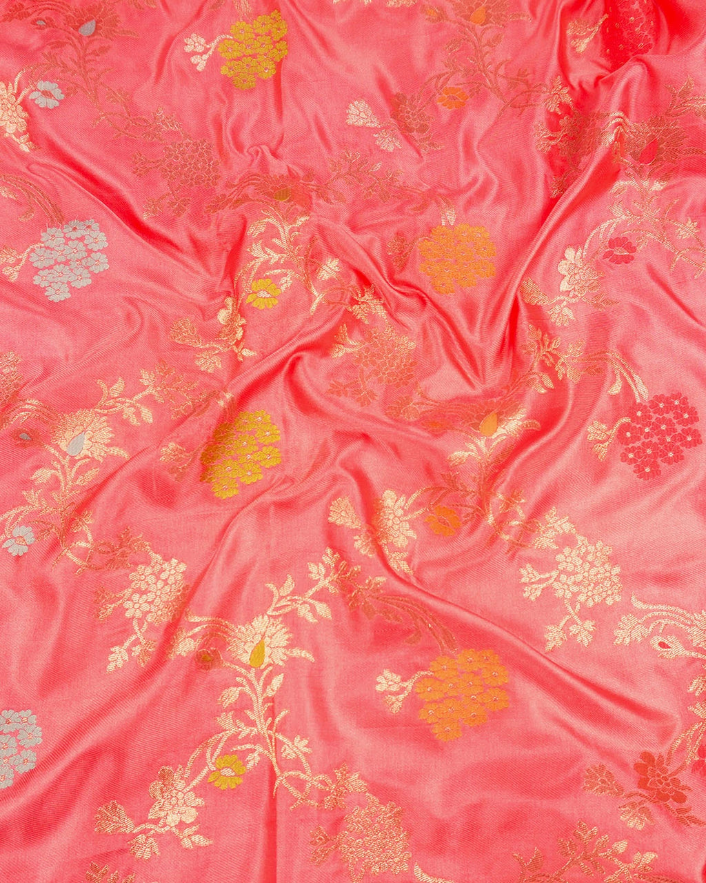 Soft Pink Banarasi Silk Saree with Floral Meenakari Jaal Weaves
