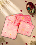Pastel Pink Banarasi Silk Saree with Meenakari Floral Zari Jaal