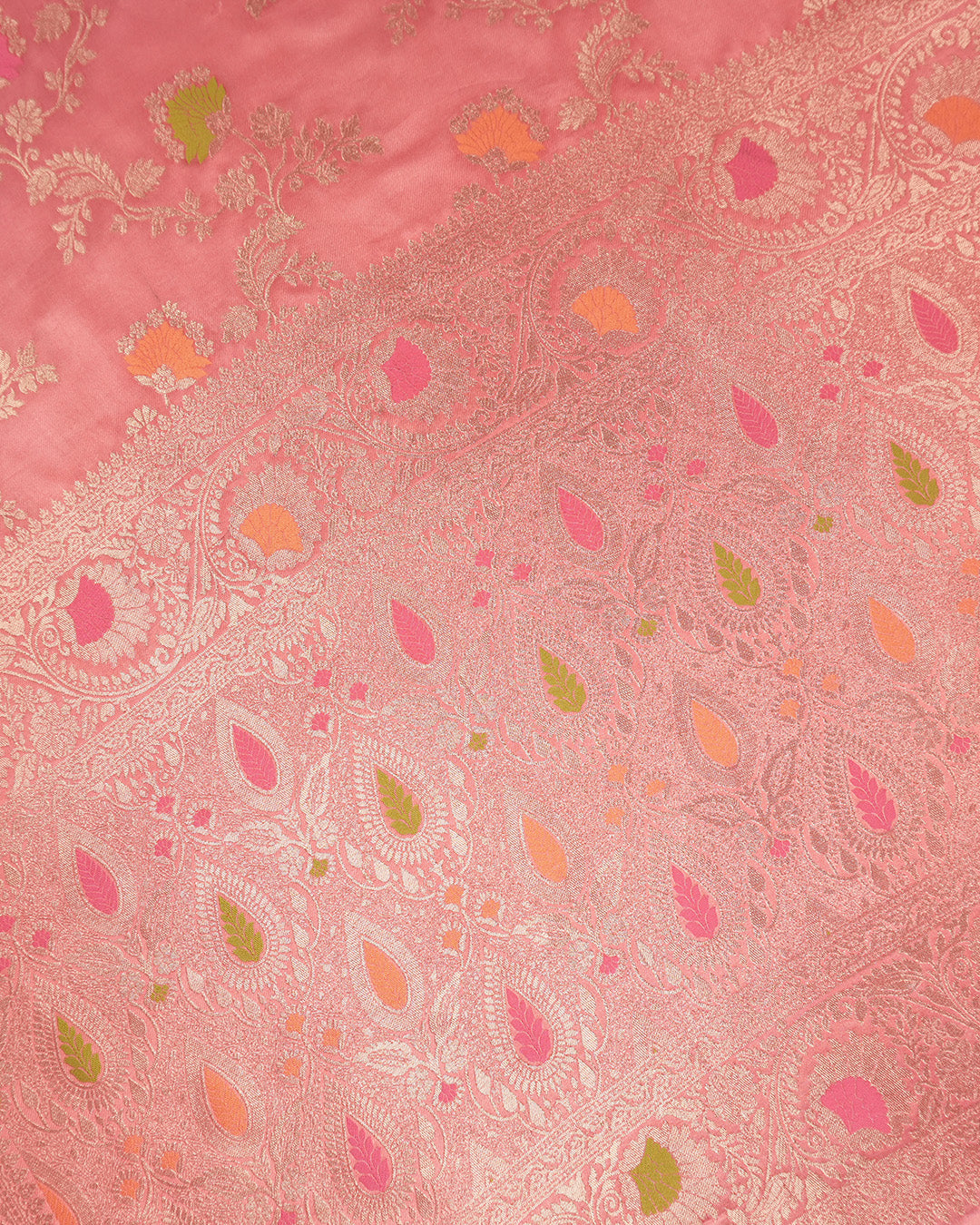 Pastel Pink Banarasi Silk Saree with Meenakari Floral Zari Jaal