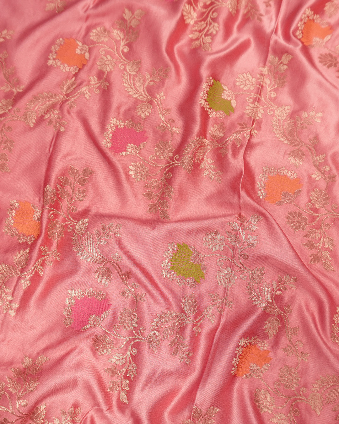 Pastel Pink Banarasi Silk Saree with Meenakari Floral Zari Jaal