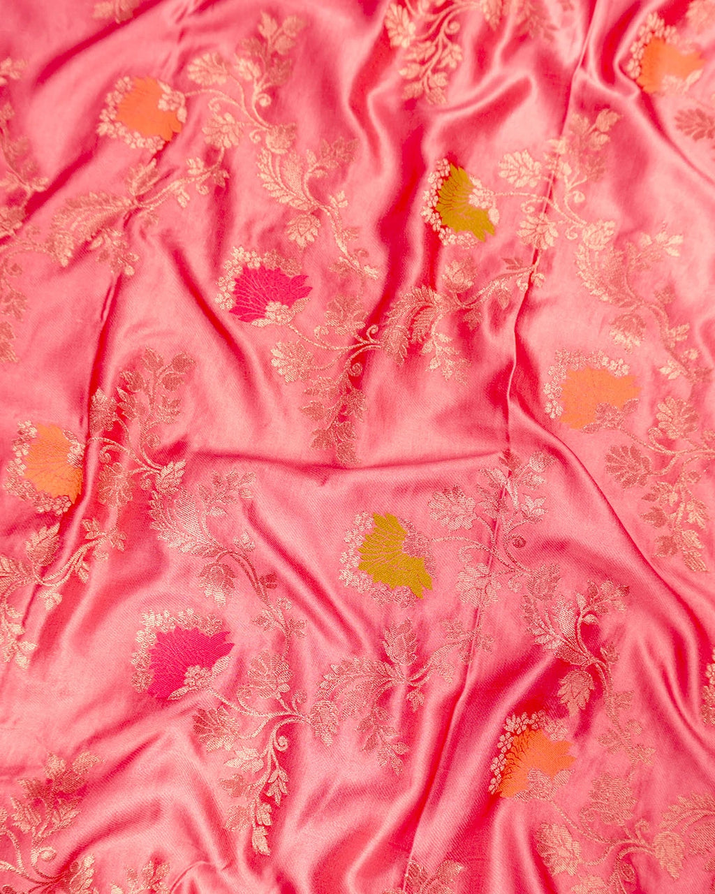 Pastel Pink Banarasi Silk Saree with Meenakari Floral Zari Jaal