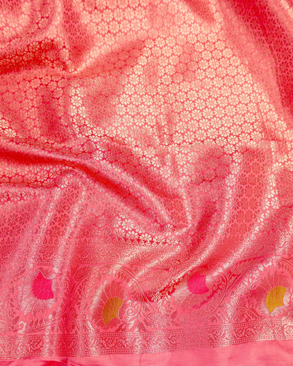 Pastel Pink Banarasi Silk Saree with Meenakari Floral Zari Jaal