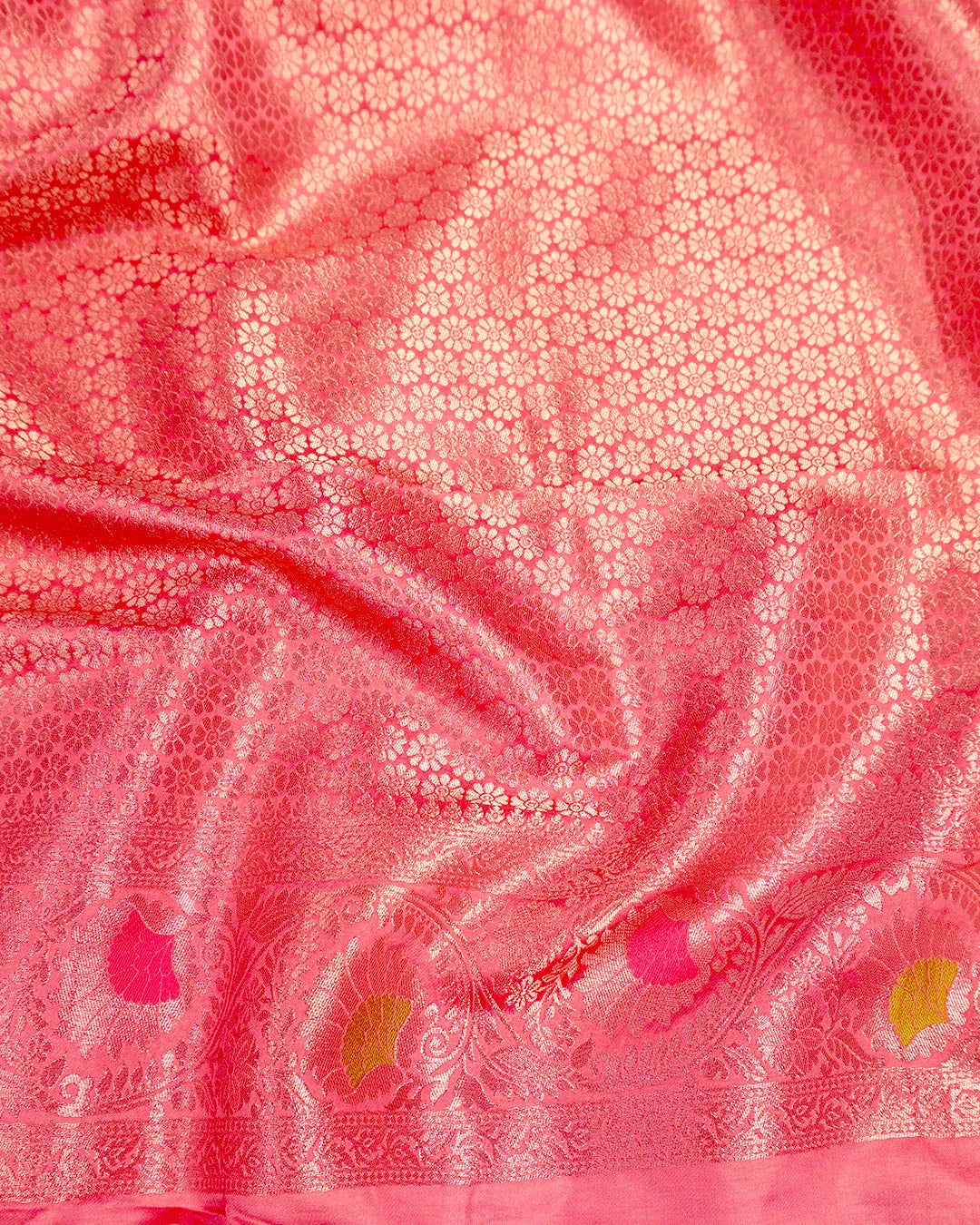 Pastel Pink Banarasi Silk Saree with Meenakari Floral Zari Jaal