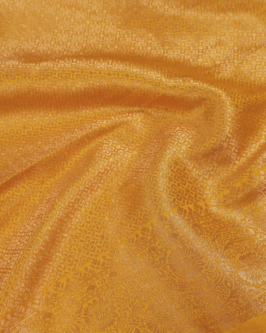 Yellow Banarasi Silk Saree with Small Floral Zari Butis