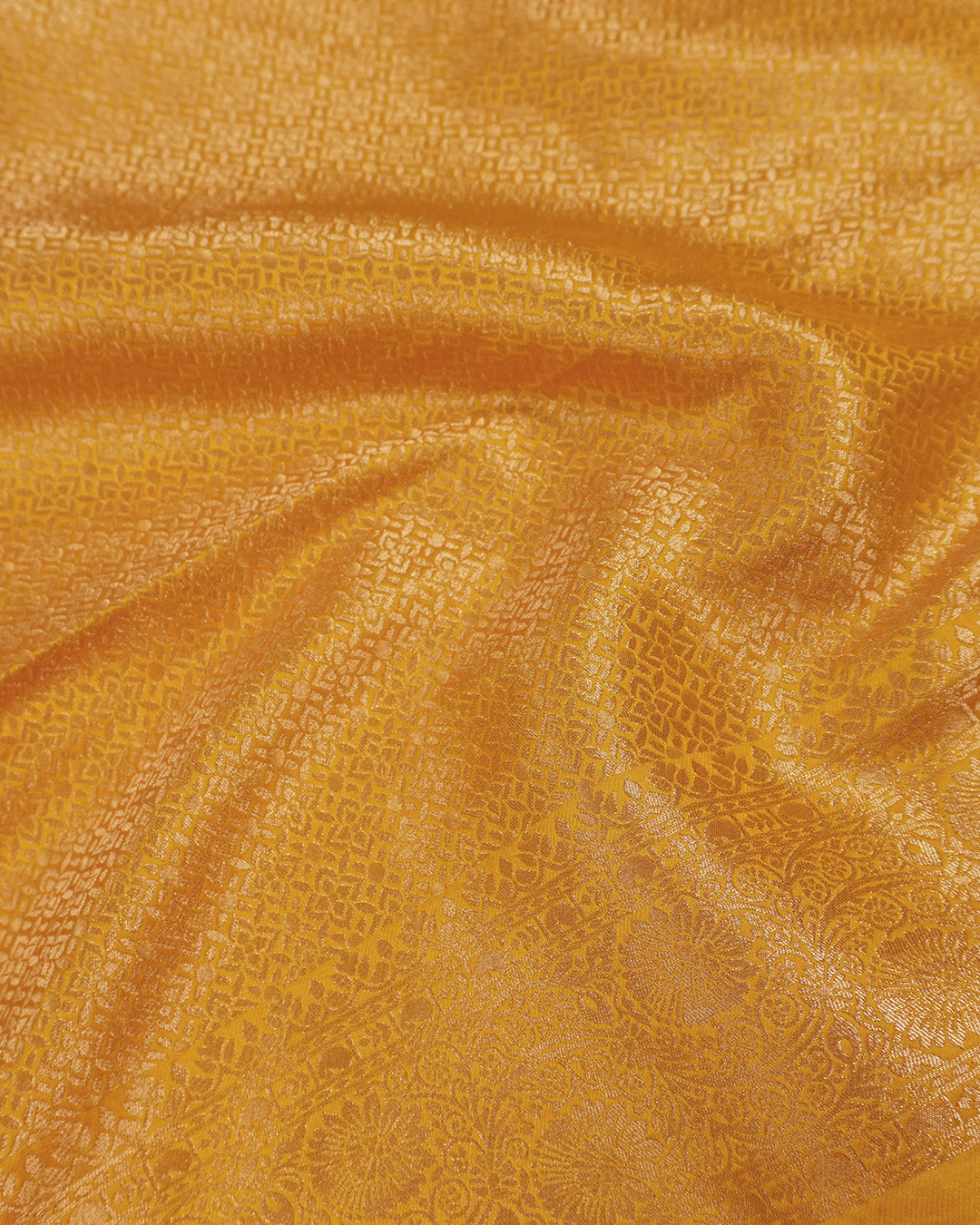 Yellow Banarasi Silk Saree with Small Floral Zari Butis