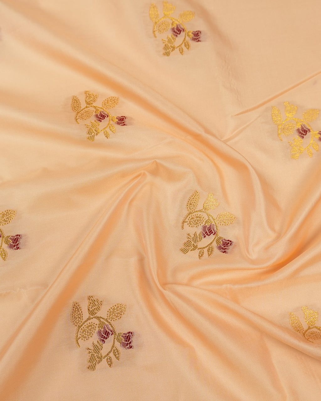 Peach Banarasi Silk Saree with Floral Meenakari Jaal Weaves