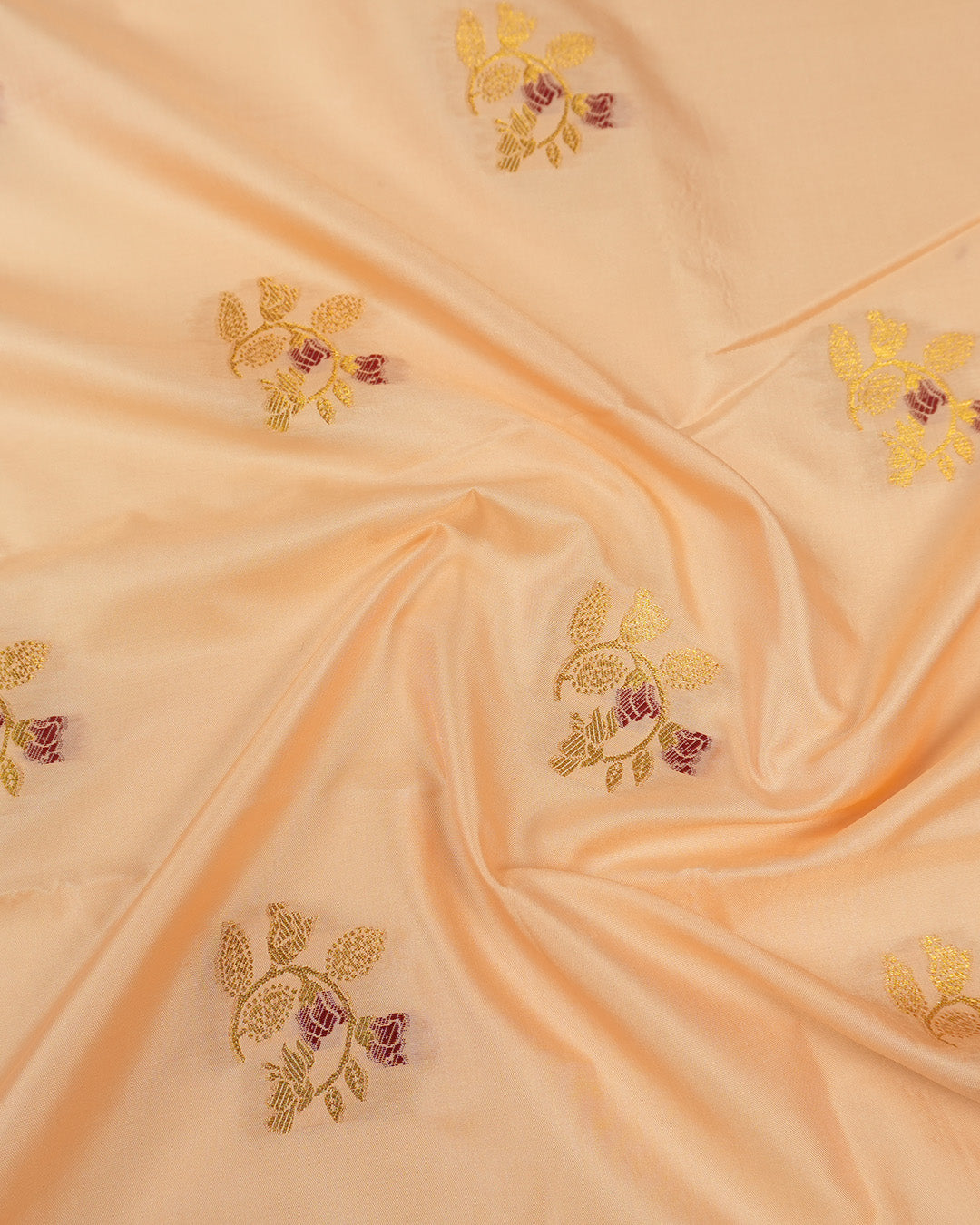 Peach Banarasi Silk Saree with Floral Meenakari Jaal Weaves