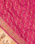 Hot Pink Banarasi Silk Saree with Intricate Floral Jaal Zari Pattern Weave