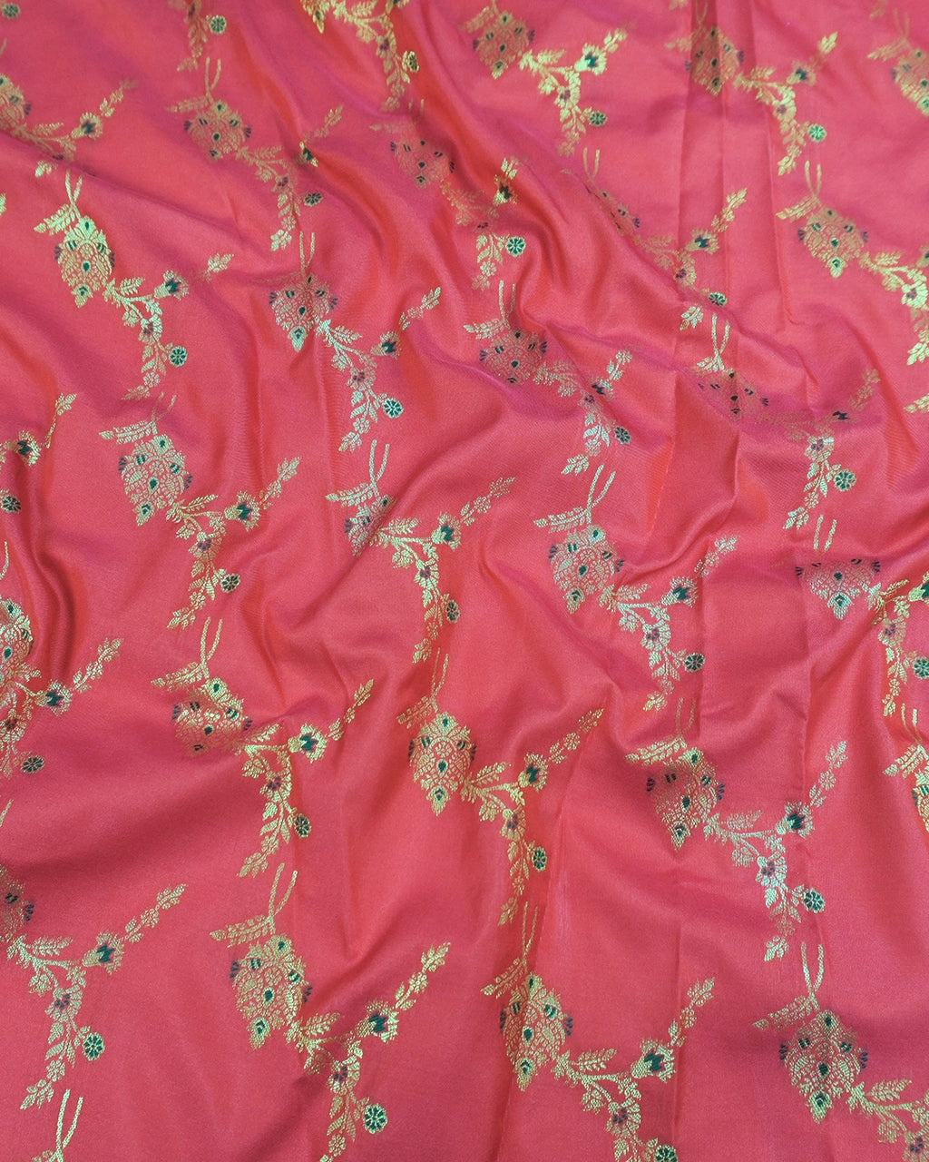 Hot Pink Banarasi Silk Saree with Intricate Floral Jaal Zari Pattern Weave