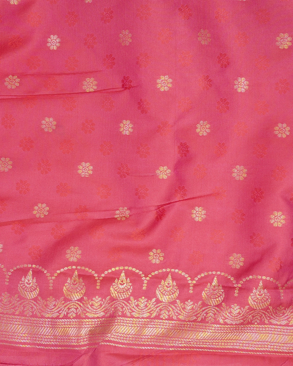 Hot Pink Banarasi Silk Saree with Intricate Floral Jaal Zari Pattern Weave