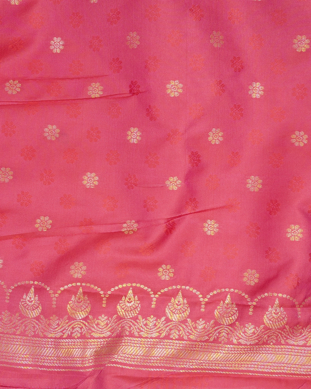 Hot Pink Banarasi Silk Saree with Intricate Floral Jaal Zari Pattern Weave